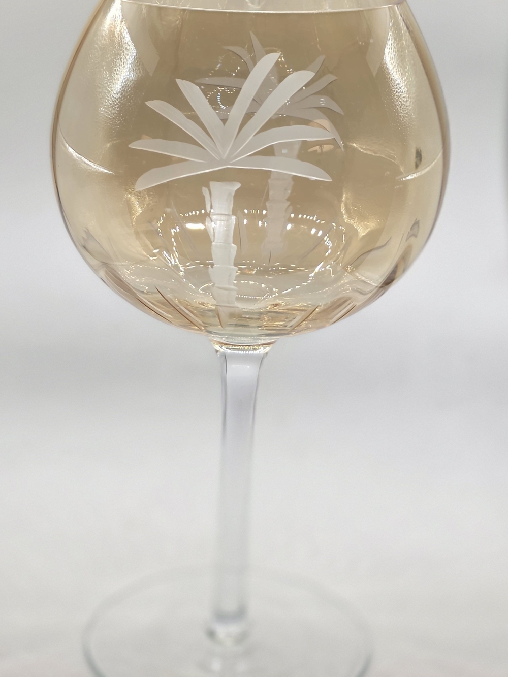 Vintage Lenox British Colonial Amber Palm Tree Balloon Wine Glasses Set of 5
